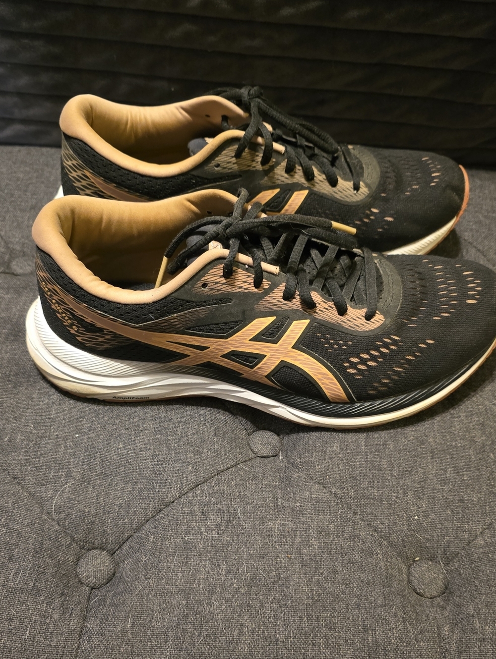 ASICS Women's Athletic Running Shoes - Black with Pale Pink Accents